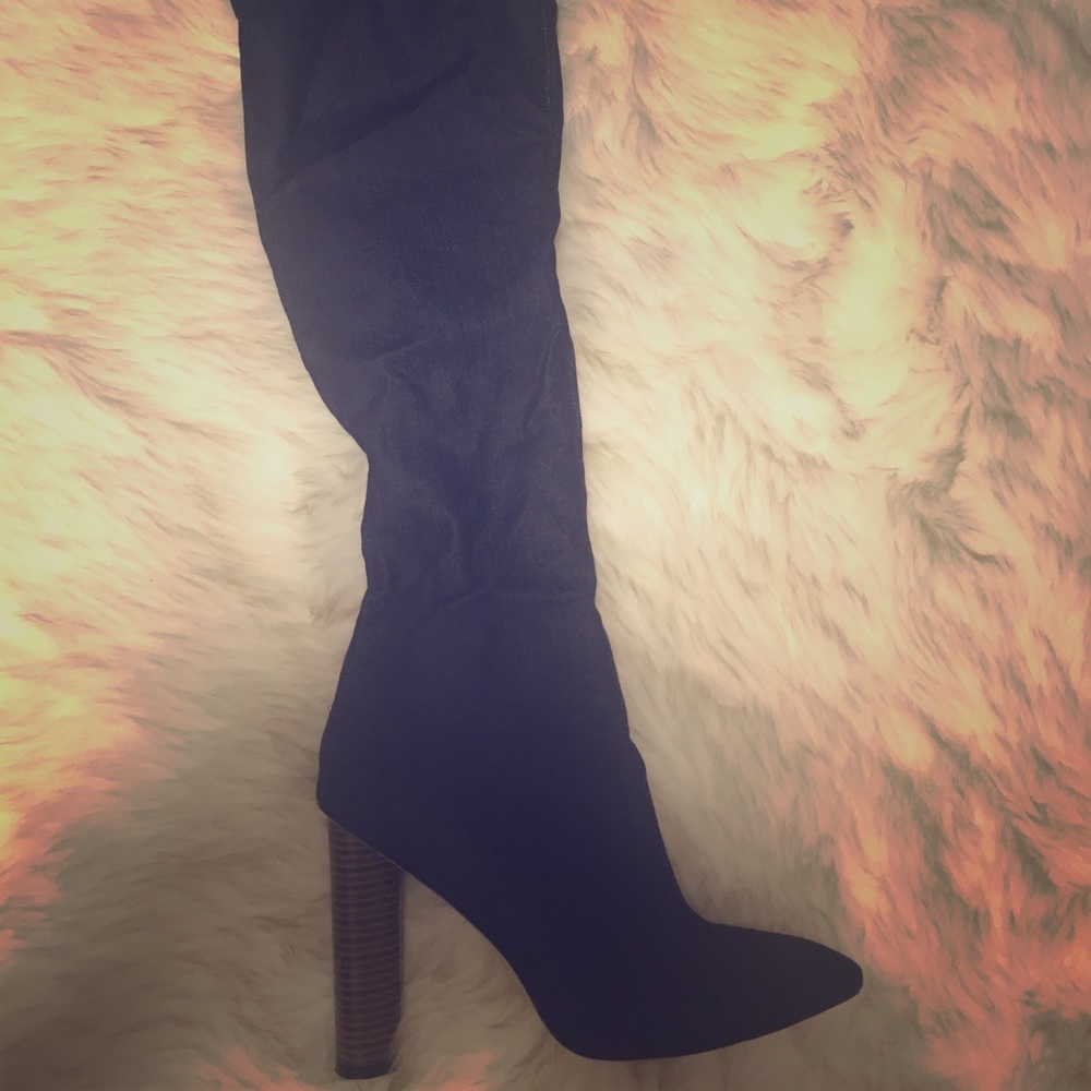 Brand new thigh high denim boots